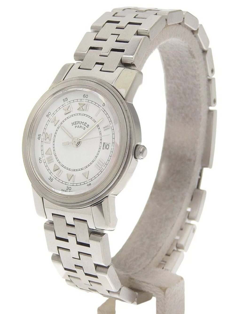 HERMES Carrick Watches whiteDial Stainless Steel Quartz Analog display Women